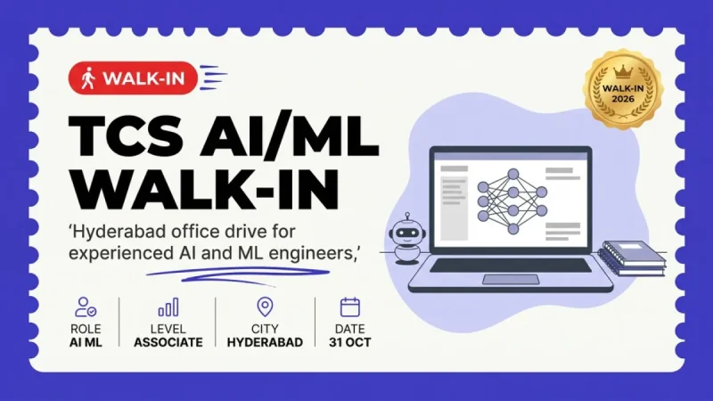 TCS Walk-In Drive Hyderabad — AI/ML Engineer | 31 Oct 2026