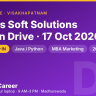 Dreams Soft Solutions walk-in drive on 17 Oct 2026 in Visakhapatnam — Full Stack Developer (Java/Python) & MBA Marketing. 2024–26 batches.