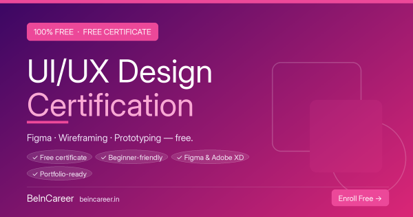 Free online UI/UX design certification course — 100% free certificate, no fee. Learn Figma. Beginner-friendly, portfolio-ready.