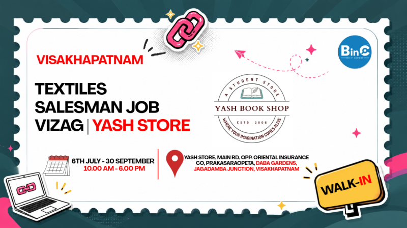 Textiles Salesman Job Vizag | Yash Store | Freshers